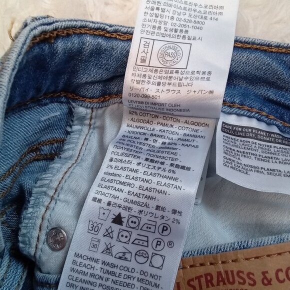 Levi's 721 Woman's Blue Stripes High Rise Skinny Denim Jeans Size: 26 - Picture 9 of 10